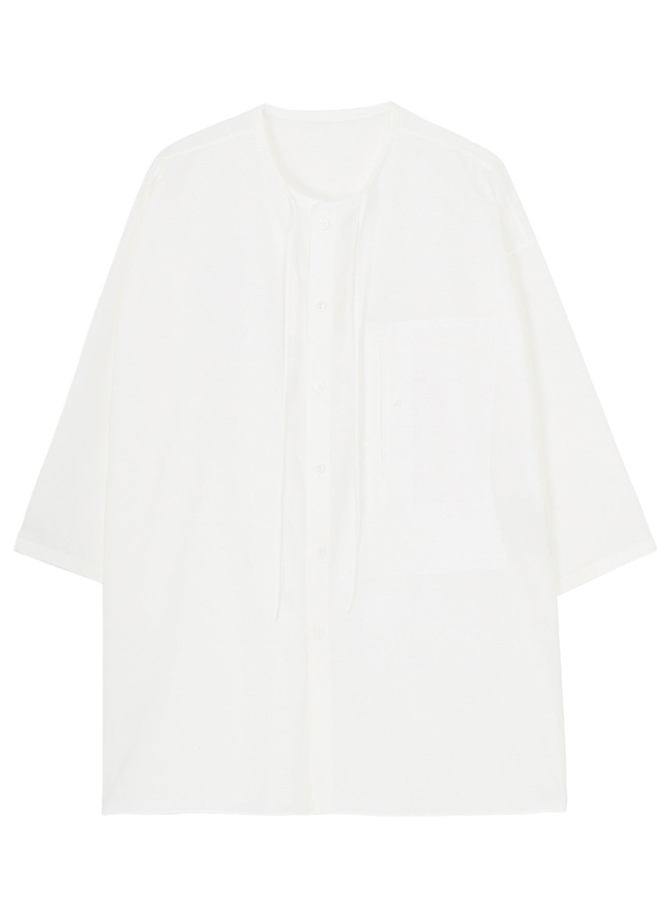 COTTON BROAD GUESSETED STRING COLLAR BLOUSE