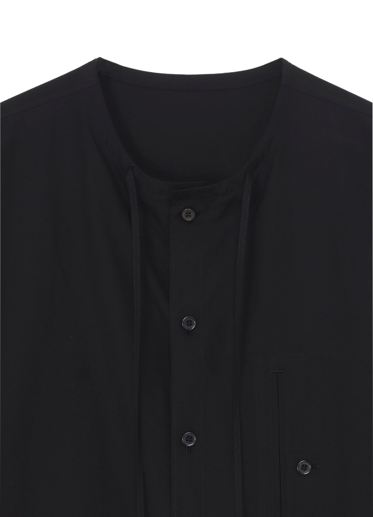 COTTON BROAD GUESSETED STRING COLLAR BLOUSE