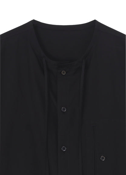 COTTON BROAD GUESSETED STRING COLLAR BLOUSE