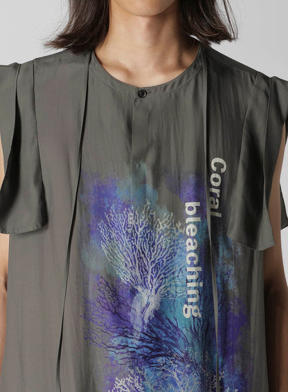 CORAL INK DYED SLEEVELESS STRING COLLAR BLOUSE