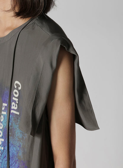 CORAL INK DYED SLEEVELESS STRING COLLAR BLOUSE