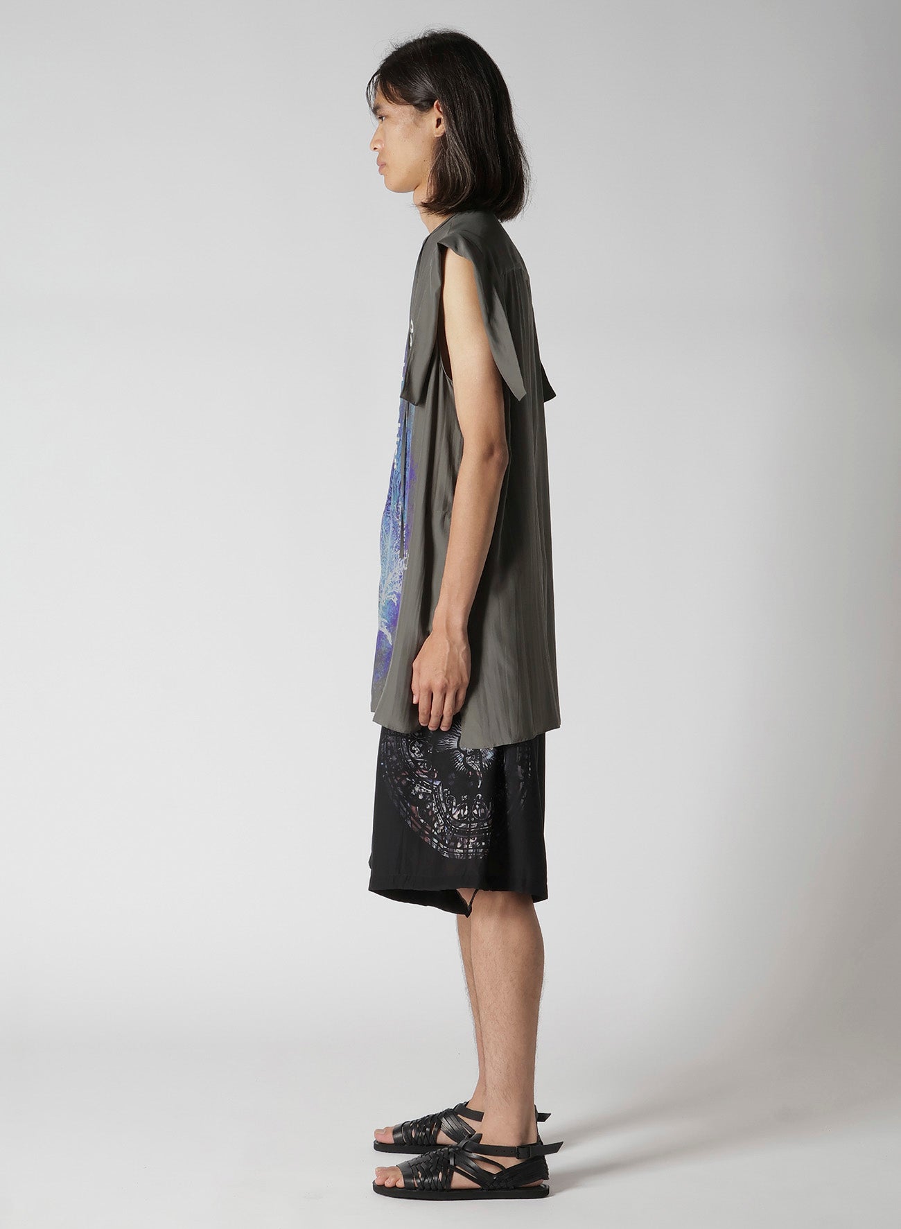 CORAL INK DYED SLEEVELESS STRING COLLAR BLOUSE