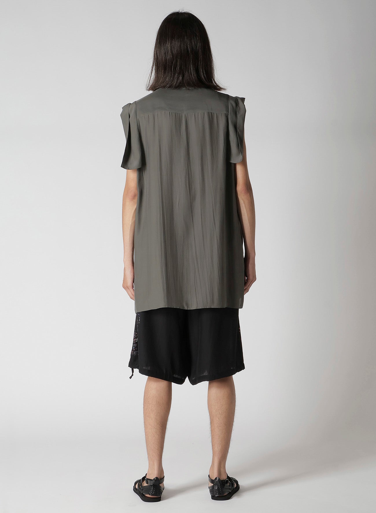 CORAL INK DYED SLEEVELESS STRING COLLAR BLOUSE