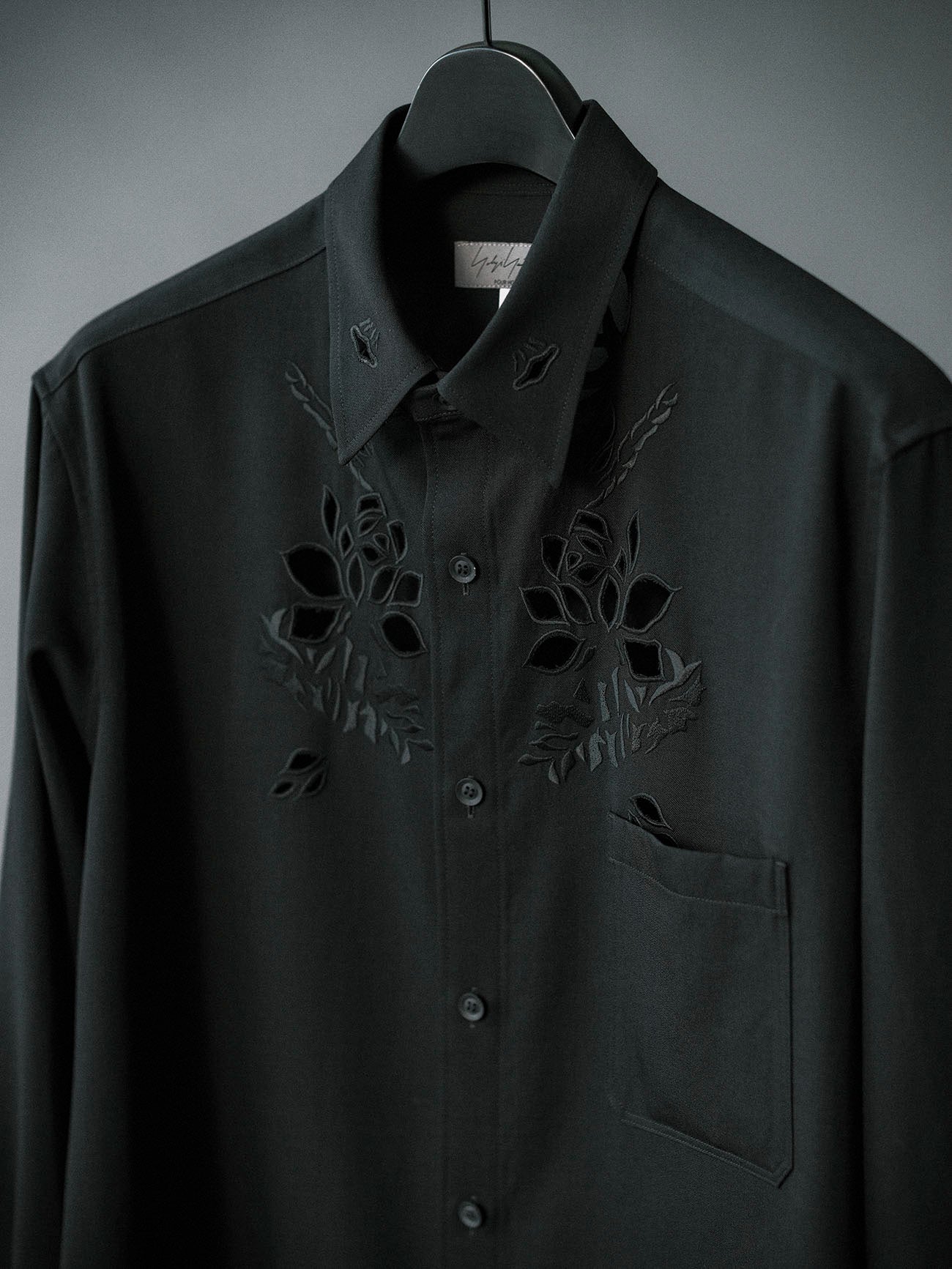 WOOL GABARDINE CUTWORK EMBROIDERY BLOUSE