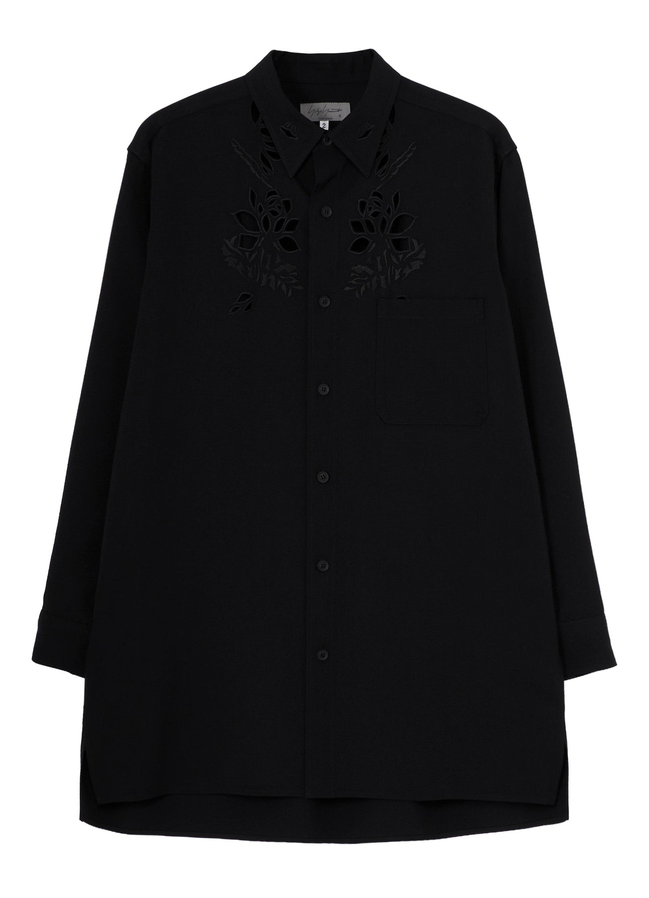 WOOL GABARDINE CUTWORK EMBROIDERY BLOUSE
