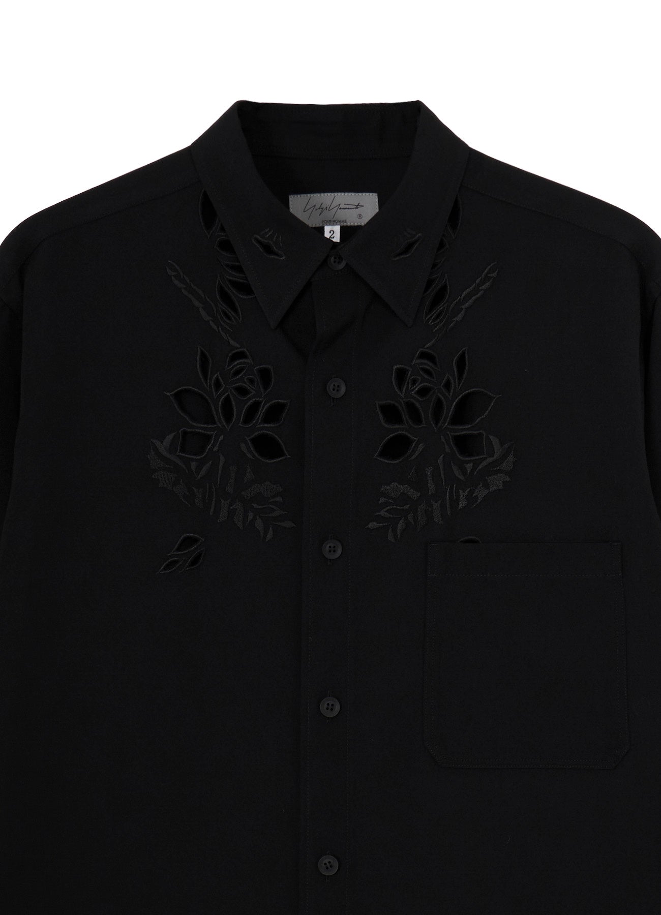WOOL GABARDINE CUTWORK EMBROIDERY BLOUSE