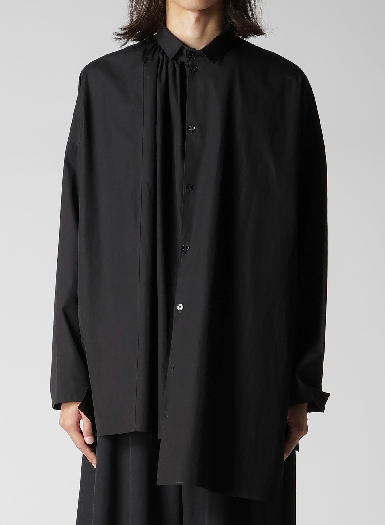 トップス Yohji Yamamoto +Noir Stole Blouse Cotton COTTON BROAD GATHER DOUBLE BLOUSE – THE SHOP YOHJI YAMAMOTO