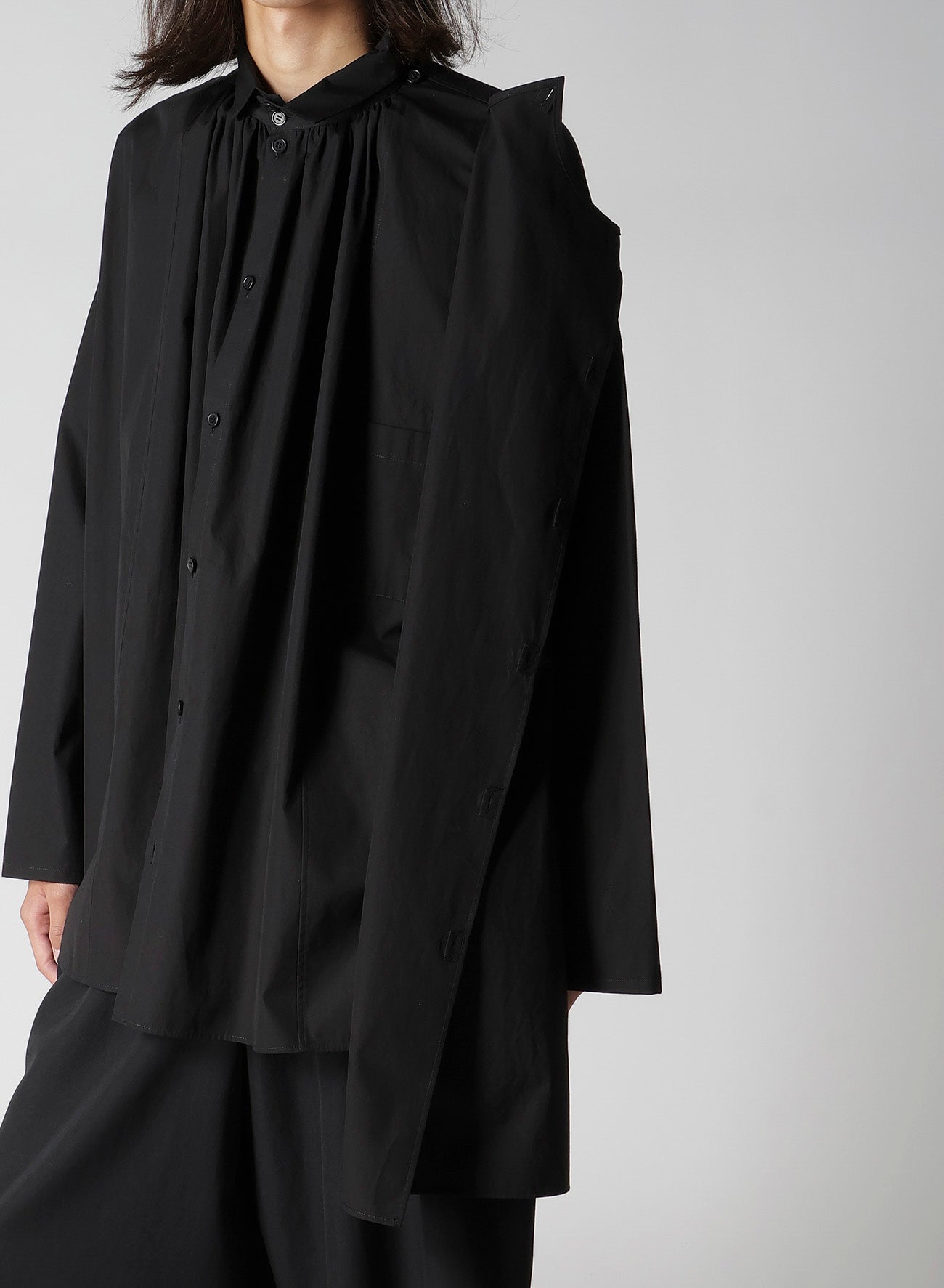 COTTON BROAD GATHER DOUBLE BLOUSE