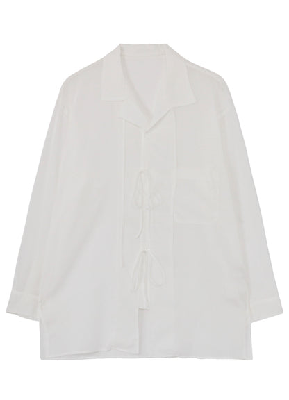 COTTON/LINEN SLAB LAWN RIBBON BLOUSE