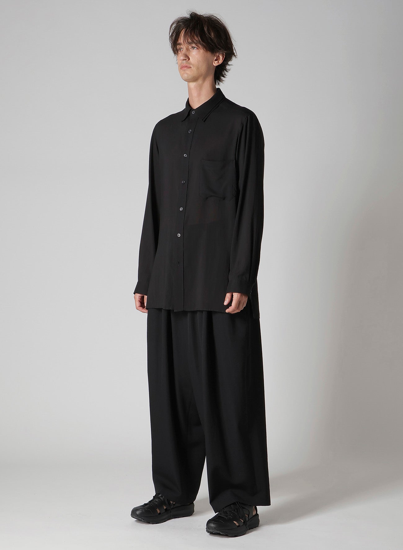 CELLULOSE LAWN DOUBLE COLLAR BLOUSE
