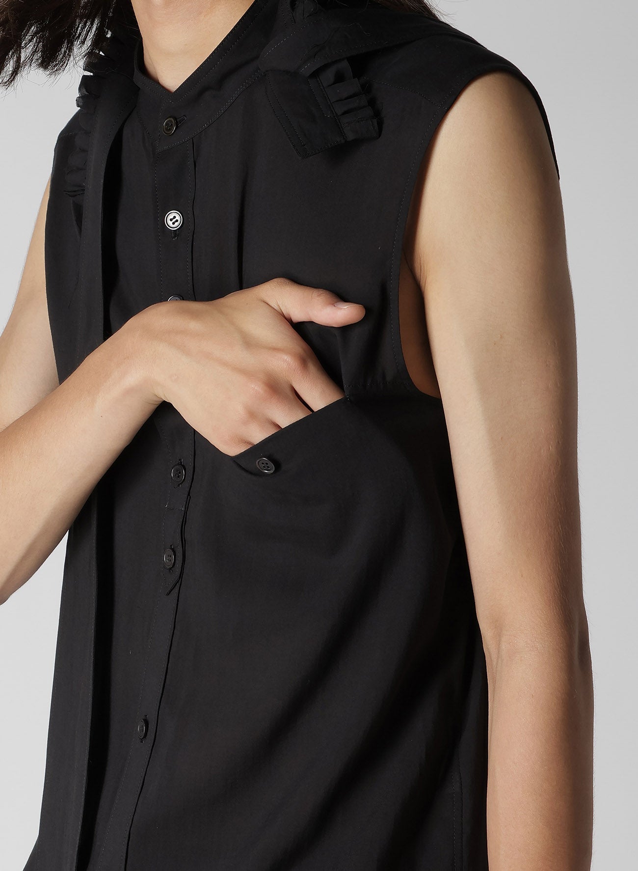 CELLULOSE LAWN RUFFED SPARE COLLAR BLOUSE