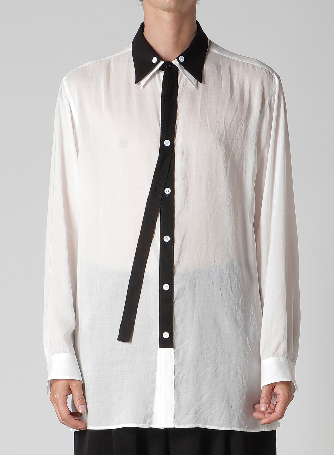 CELLULOSE LAWN DOUBLE COLLAR BLOUSE