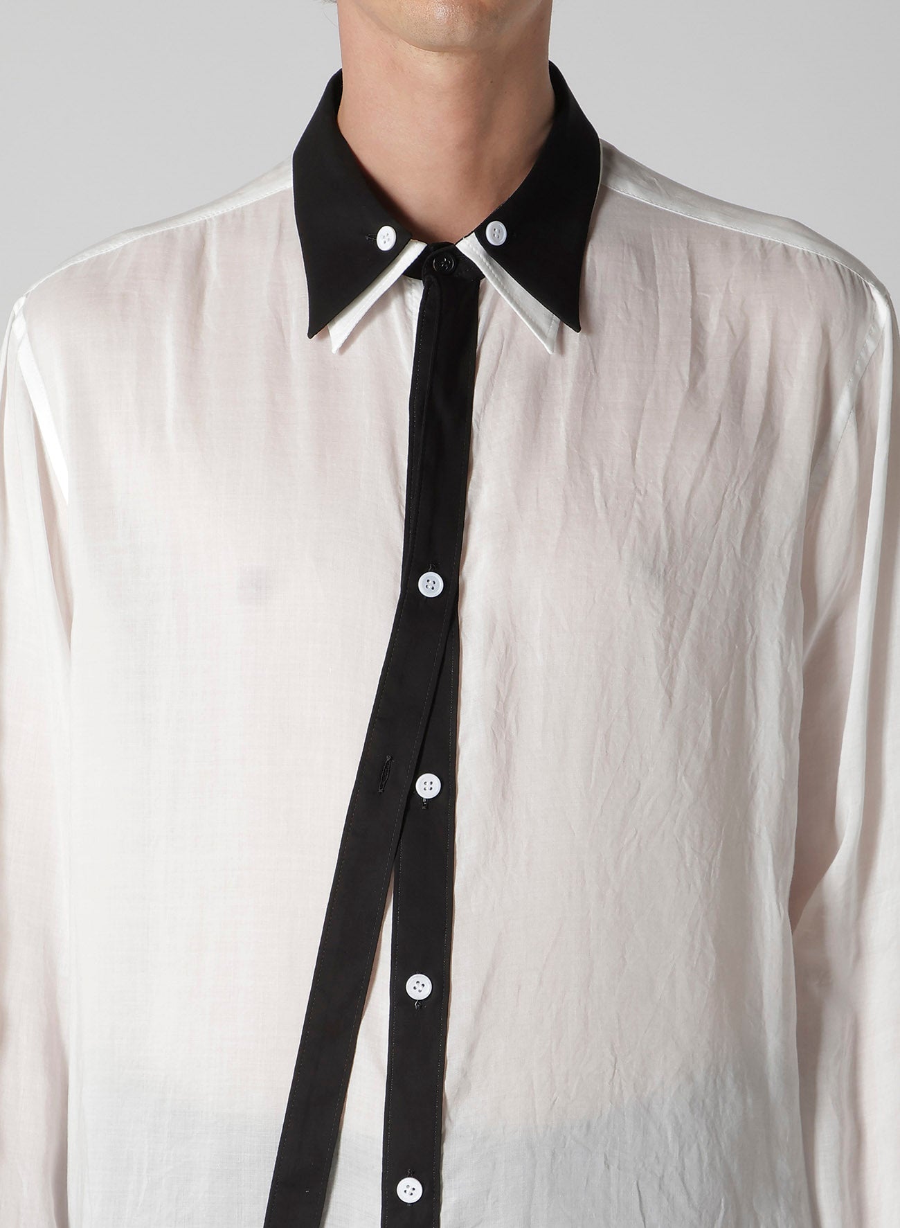 CELLULOSE LAWN DOUBLE COLLAR BLOUSE