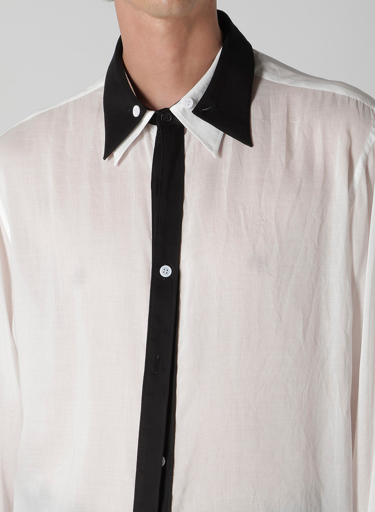 CELLULOSE LAWN DOUBLE COLLAR BLOUSE