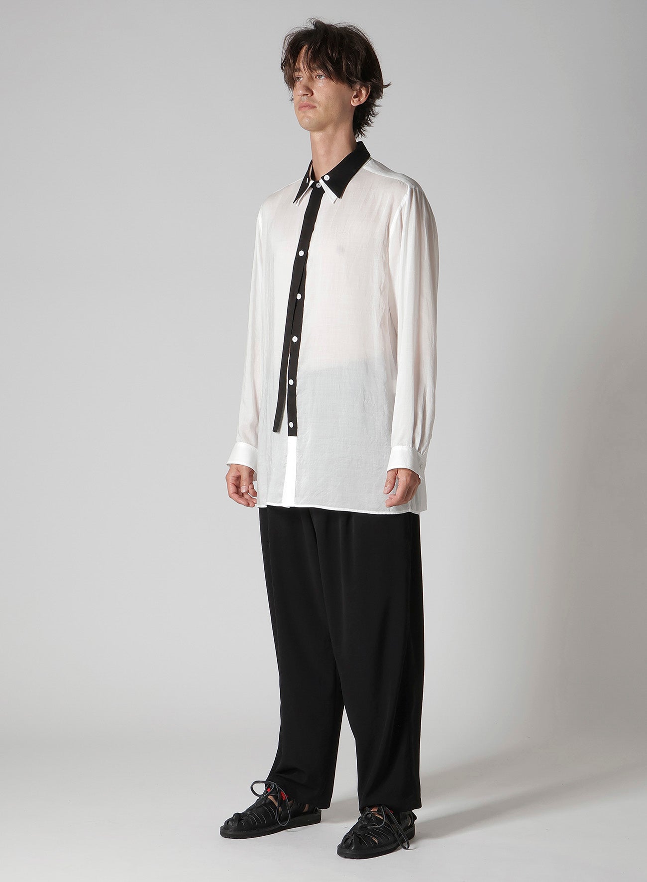 CELLULOSE LAWN DOUBLE COLLAR BLOUSE