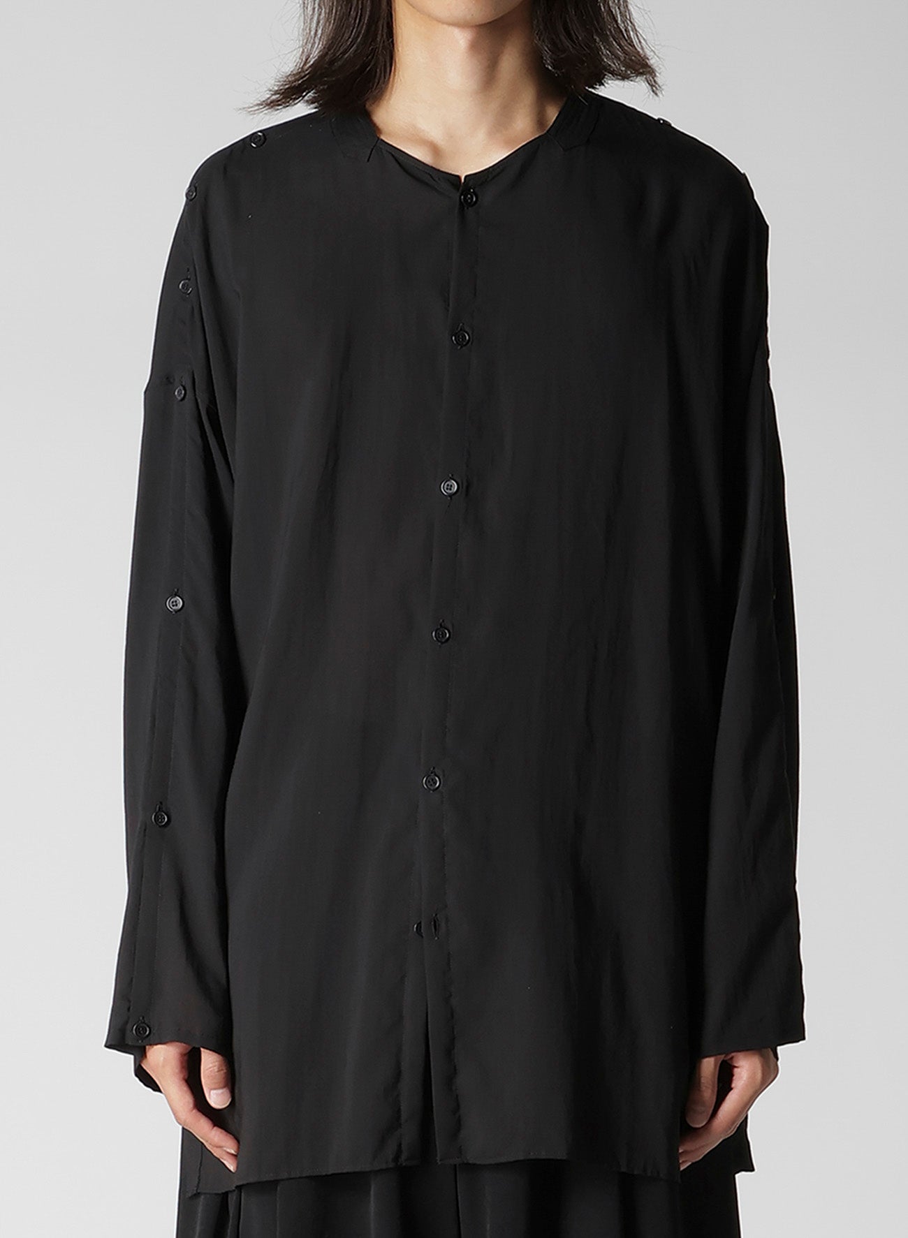 CELLULOSE LAWN COLLARLESS BLOUSE