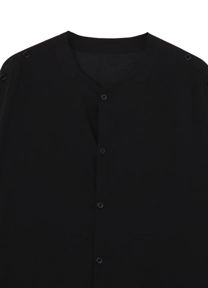 CELLULOSE LAWN COLLARLESS BLOUSE