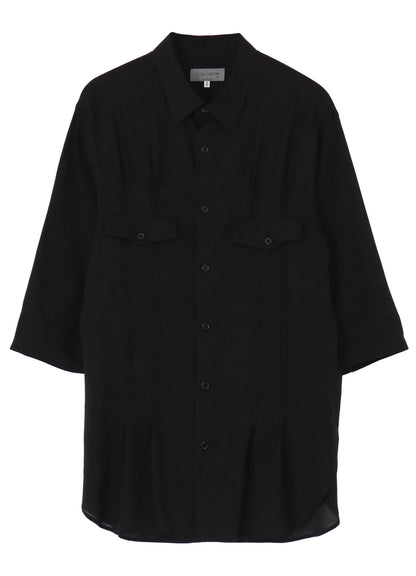 CELLULOSE LAWN PIN TUCK SHORT SLEEVE BLOUSE