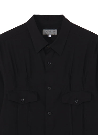 CELLULOSE LAWN PIN TUCK SHORT SLEEVE BLOUSE