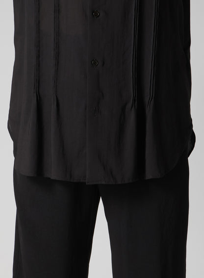 CELLULOSE LAWN PIN TUCK SHORT SLEEVE BLOUSE