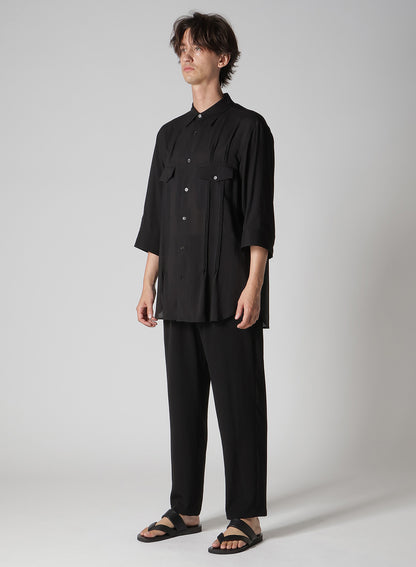 CELLULOSE LAWN PIN TUCK SHORT SLEEVE BLOUSE