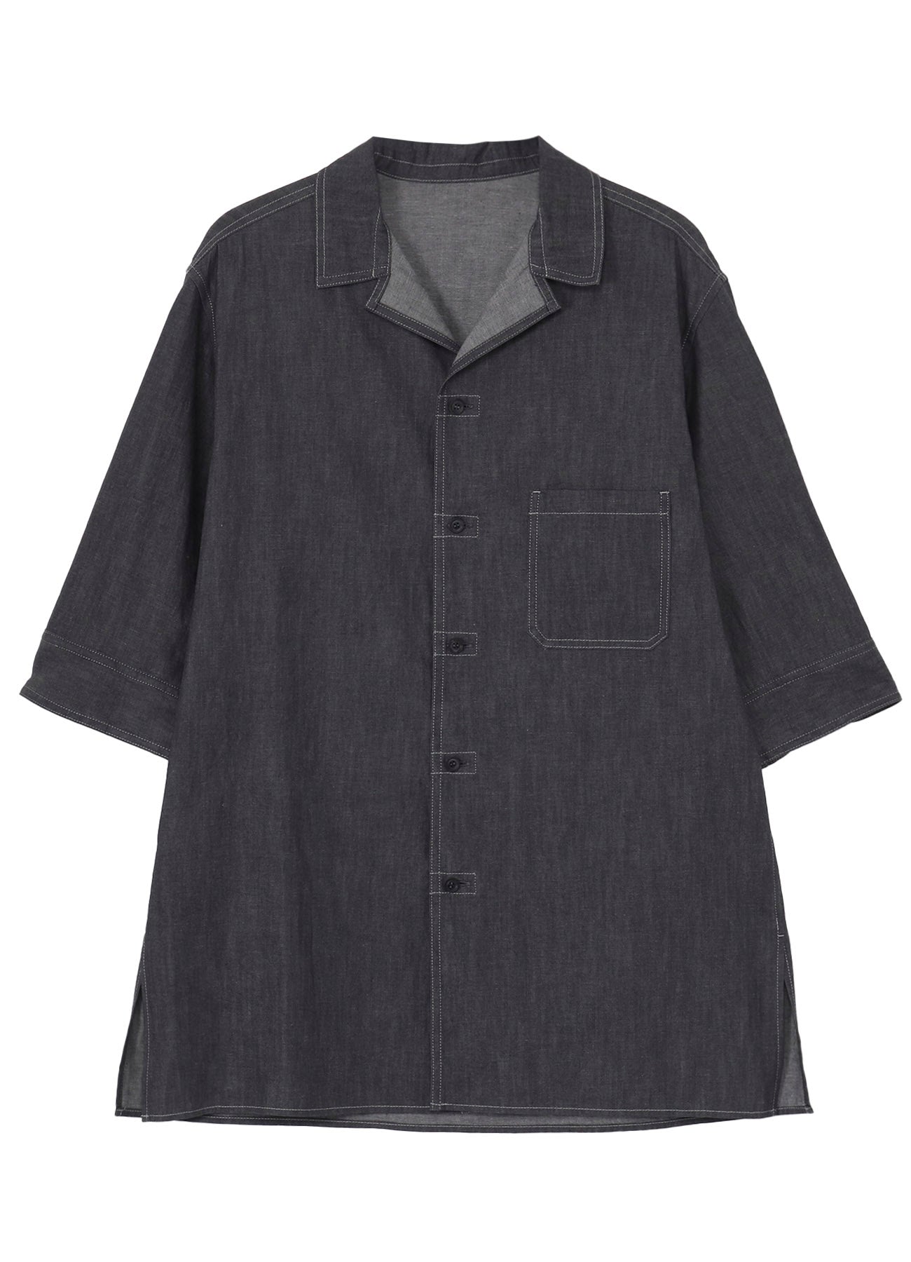 <PIECE UNIQUE/AOYAMA>5.5OZ GREY DENIM SHORT SLEEVE BLOUSE