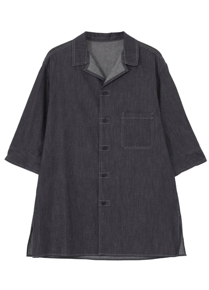 <PIECE UNIQUE/AOYAMA>5.5OZ GREY DENIM SHORT SLEEVE BLOUSE