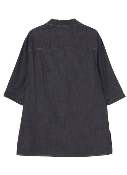 <PIECE UNIQUE/AOYAMA>5.5OZ GREY DENIM SHORT SLEEVE BLOUSE