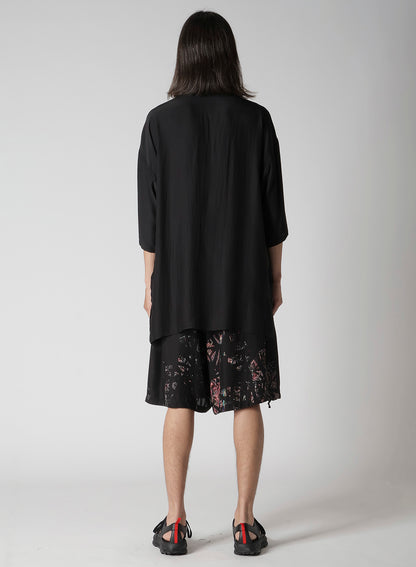 CORAL WATERCOLOR BLACK GUESSETED SHORT SLEEVE B/ BK CORAL