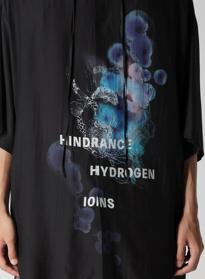 CORAL WATERCOLOR BLACK GUESSETED SHORT SLEEVE B/ BK CORAL