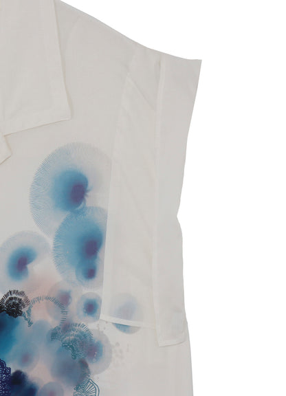 <PIECE UNIQUE/AOYAMA>WHITE CORAL OPEN COLLAR SLEEVELESS BLOUSE
