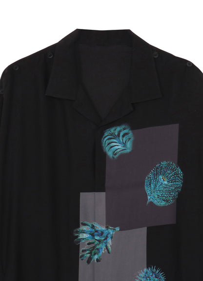 SEA CREATURE PRINTED SHOULDER OPNED BLOUSE