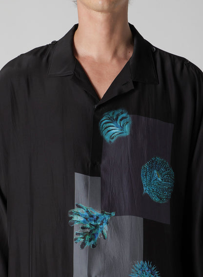 SEA CREATURE PRINTED SHOULDER OPNED BLOUSE