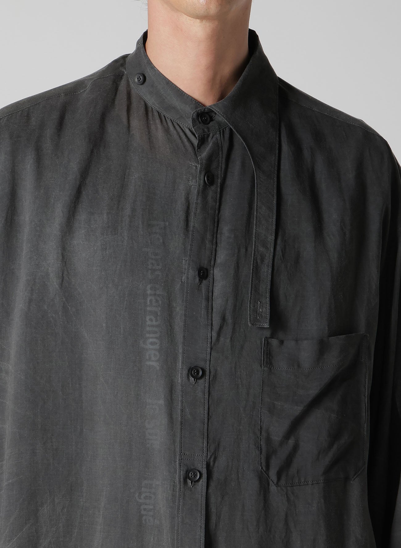 PIGMENT COATING WASH ASYMMETRIC LONG BLOUSE