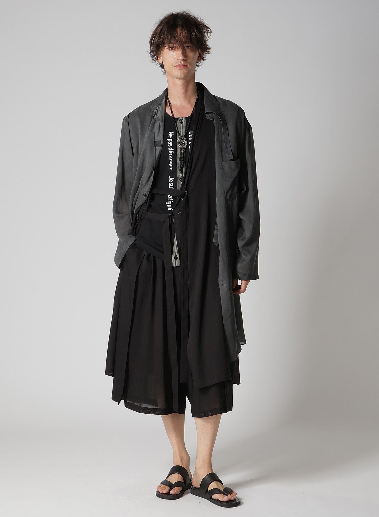 PIGMENT COATING WASH ASYMMETRIC LONG BLOUSE