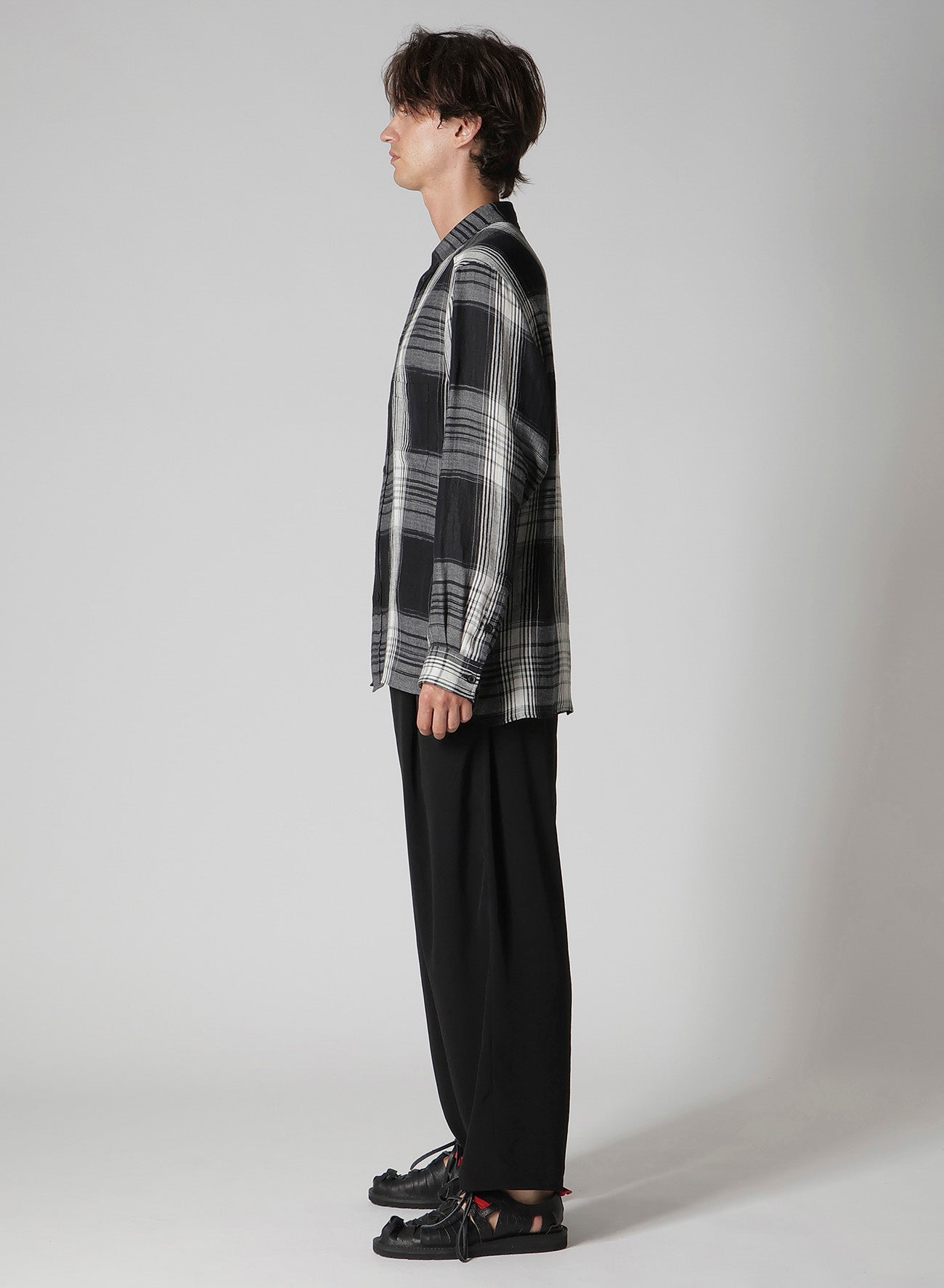 C/ HEMP PLAID BOTTUN DOWN BLOUSE