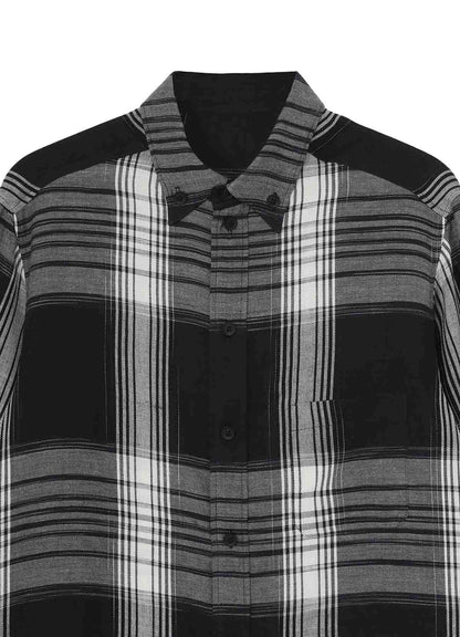 C/ HEMP PLAID BOTTUN DOWN SHORT SLEEVE BLOUSE