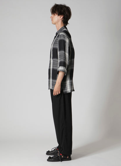 C/ HEMP PLAID BOTTUN DOWN SHORT SLEEVE BLOUSE