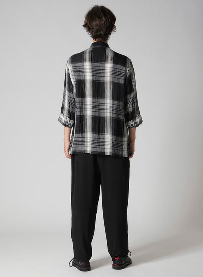 C/ HEMP PLAID BOTTUN DOWN SHORT SLEEVE BLOUSE