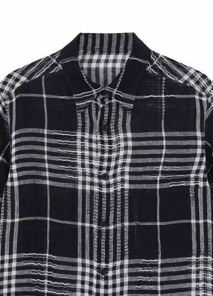 L/JQ PLAID CH CUFFS ATTACHED SHORT SLEEVE BLOUSE