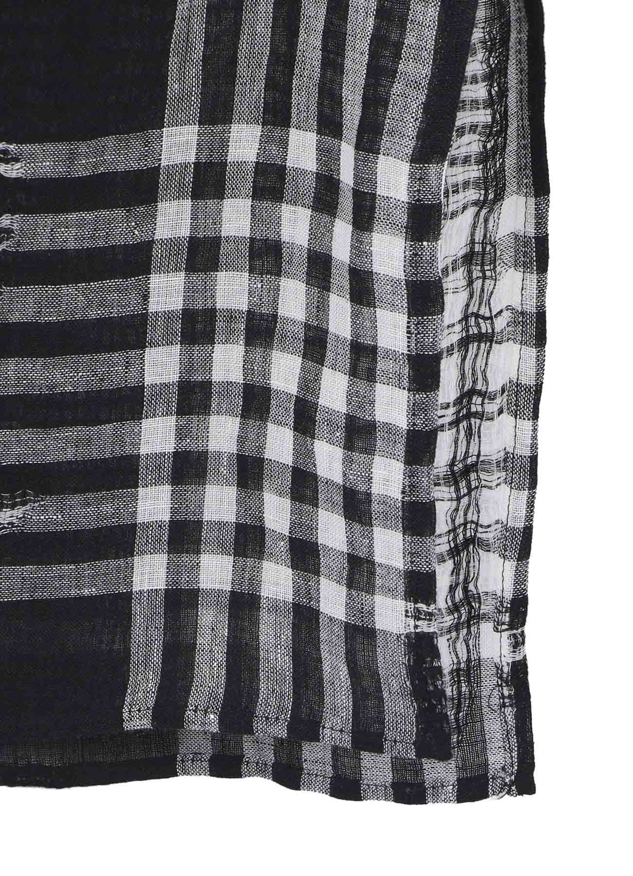 L/JQ PLAID CH CUFFS ATTACHED SHORT SLEEVE BLOUSE