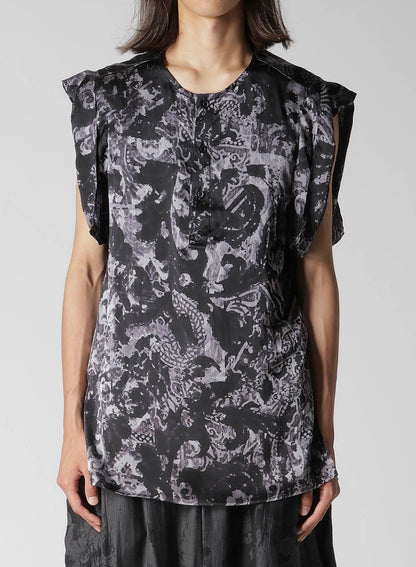 SEA/LINING SHORT SLEEVE PLACKET BLOUSE