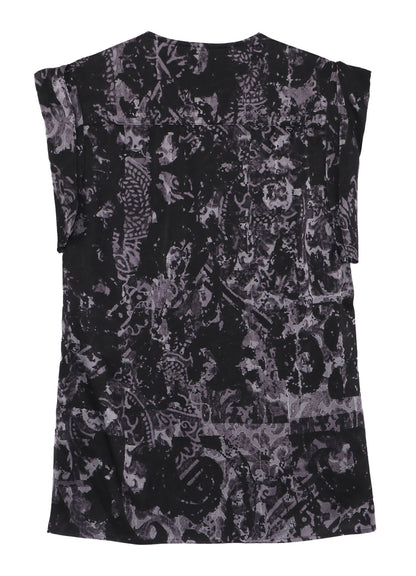 SEA/LINING SHORT SLEEVE PLACKET BLOUSE