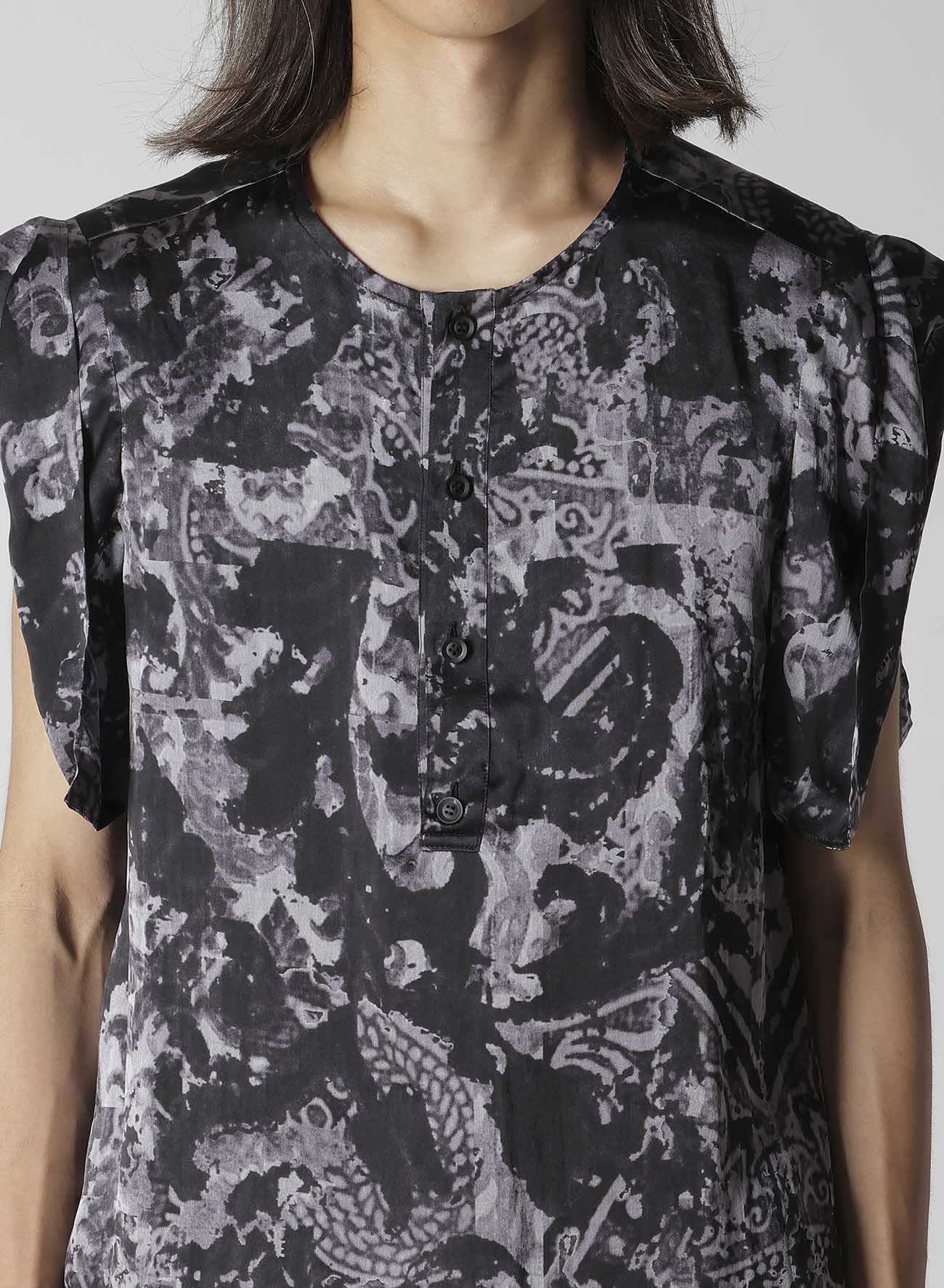 SEA/LINING SHORT SLEEVE PLACKET BLOUSE