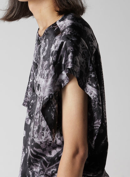 SEA/LINING SHORT SLEEVE PLACKET BLOUSE