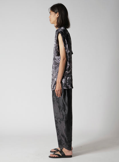 SEA/LINING SHORT SLEEVE PLACKET BLOUSE