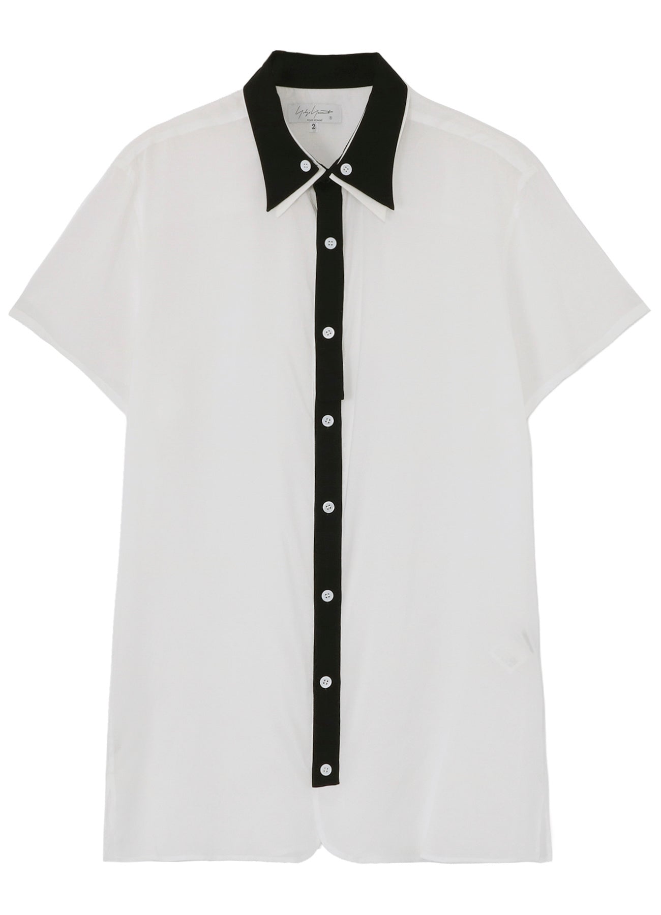 CELLULOSE LAWN BLACK AND WHITE DOUBLE COLLAR BLOUSE