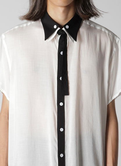 CELLULOSE LAWN BLACK AND WHITE DOUBLE COLLAR BLOUSE
