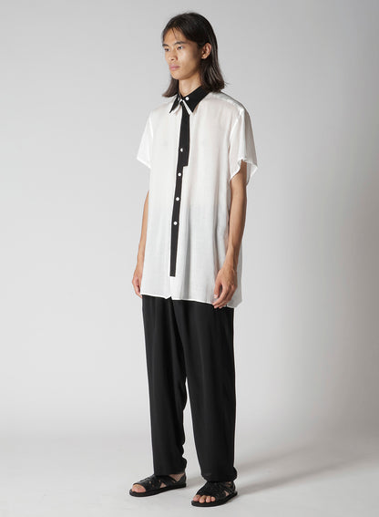 CELLULOSE LAWN BLACK AND WHITE DOUBLE COLLAR BLOUSE