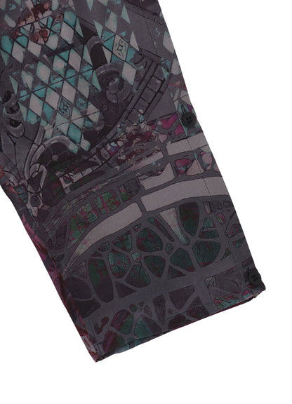 BAROQUE PATTERN COLLARLESS BLOUSE